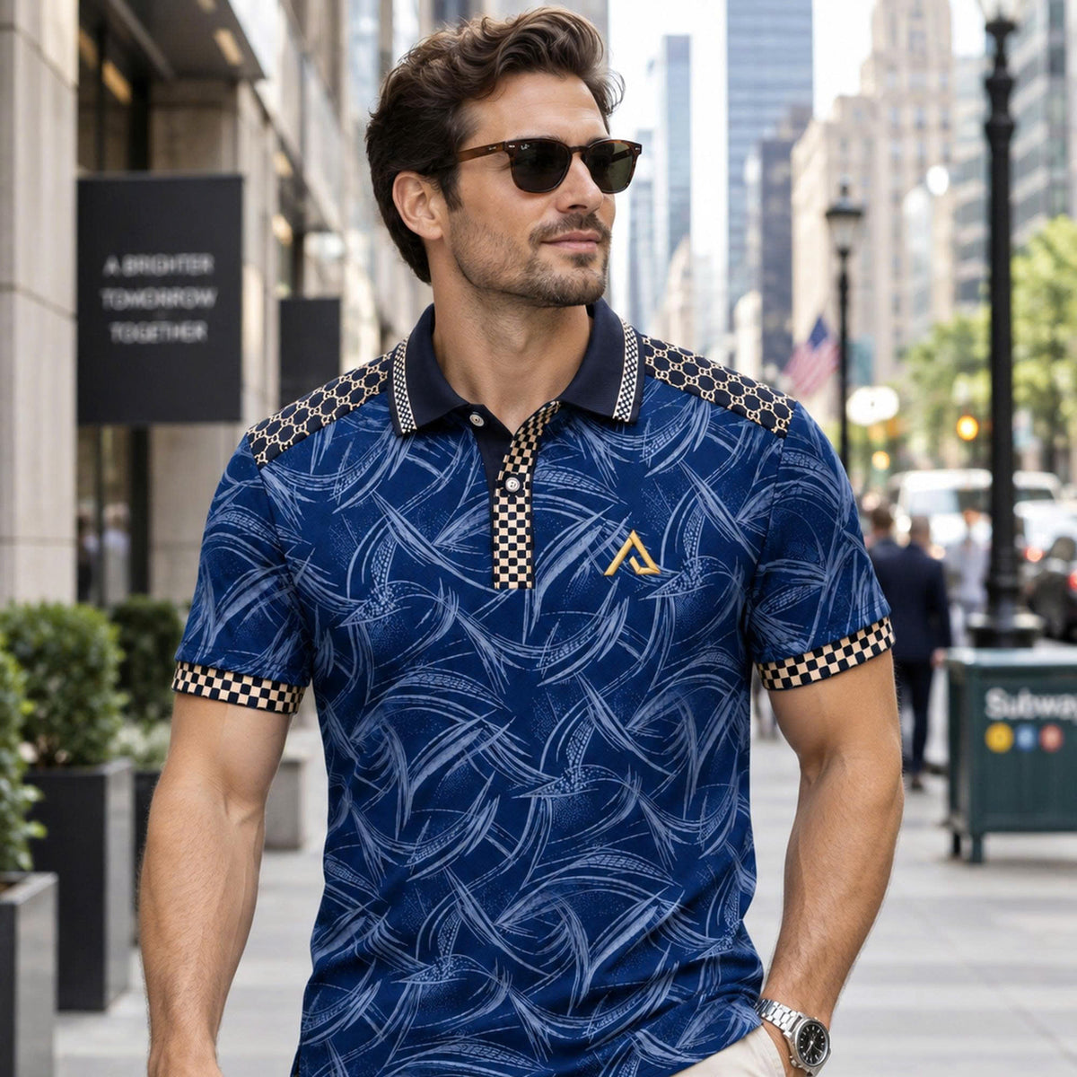 Varenzo Signature Print Cotton Polo