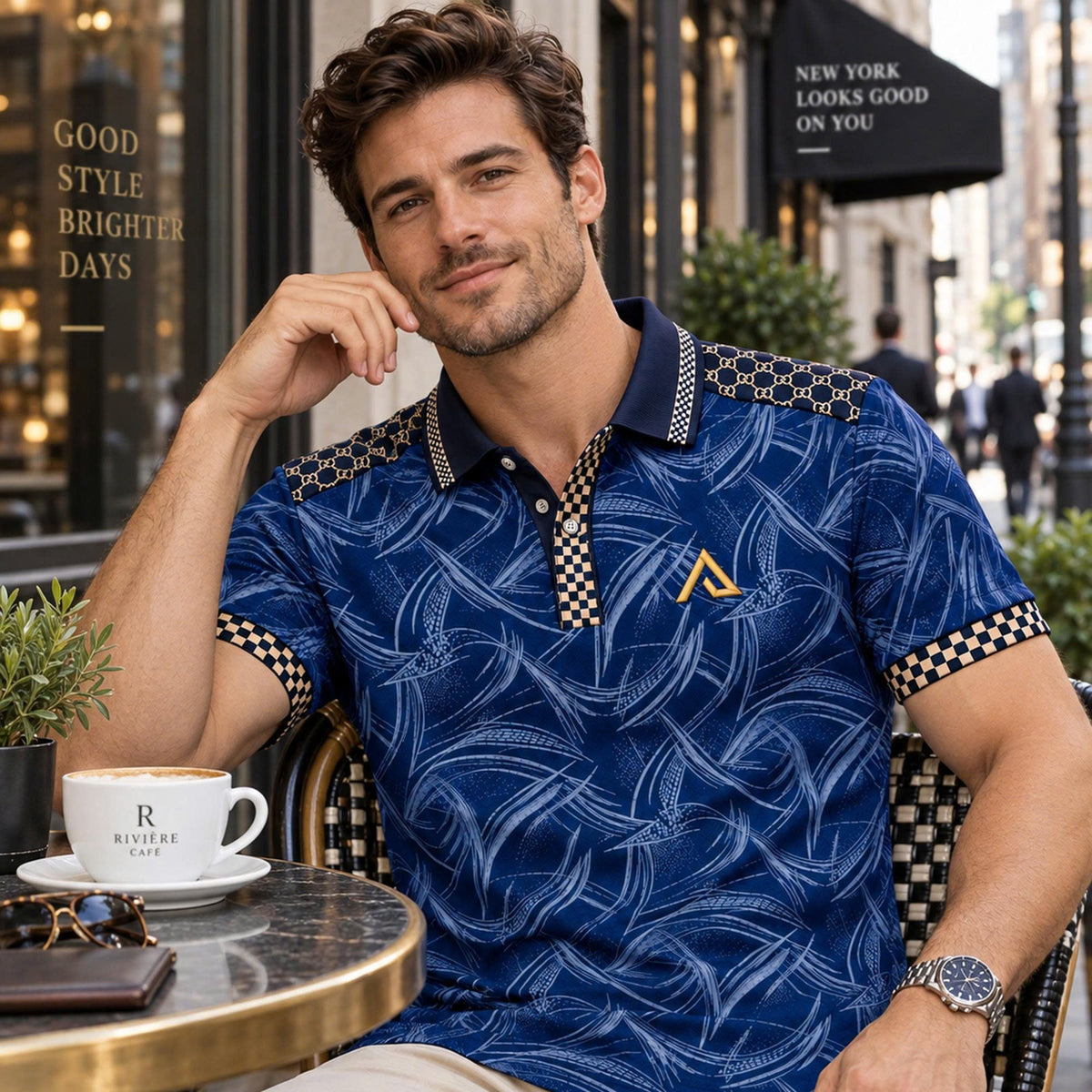 Varenzo Signature Print Cotton Polo