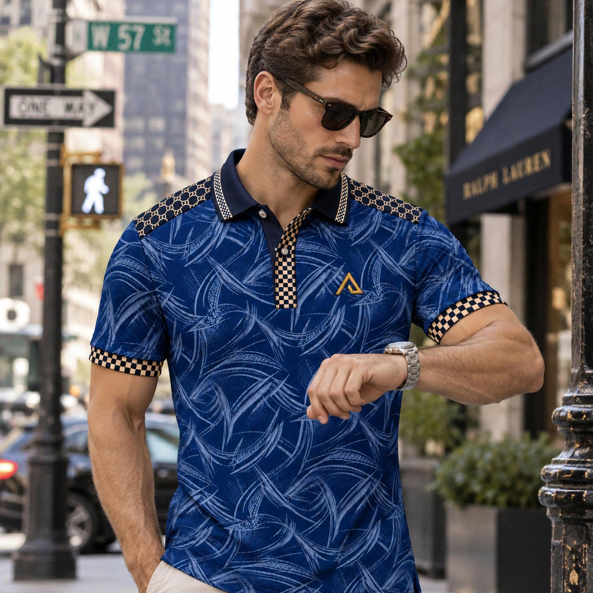 Varenzo Signature Print Cotton Polo
