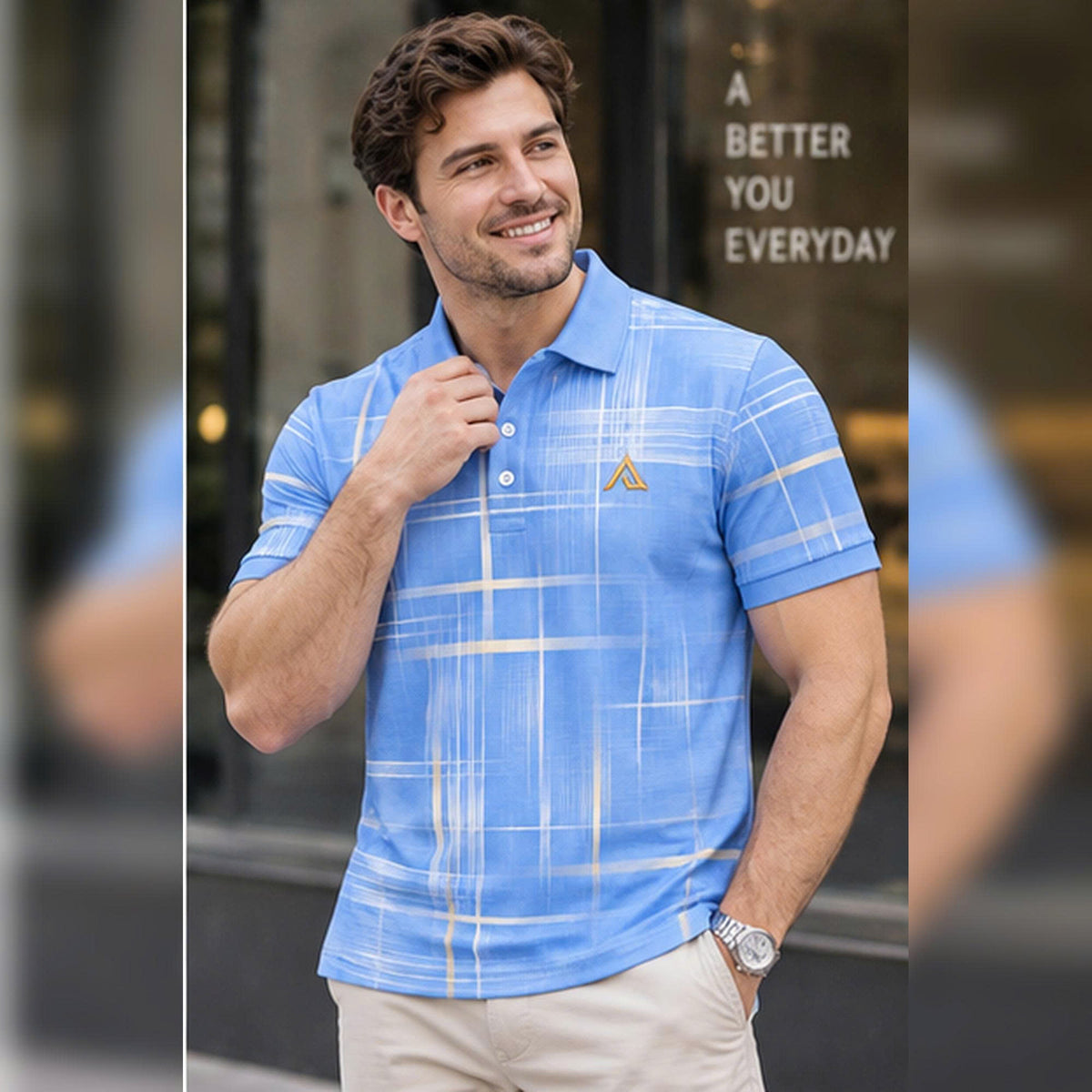 Bellagio Windowpane Pure Cotton Polo