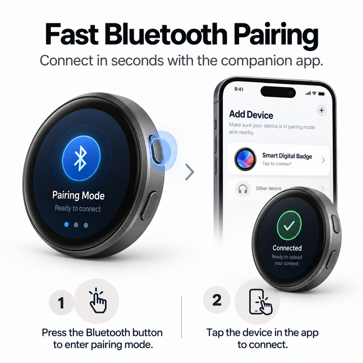 PulseView Touchscreen Smart Digital Badge