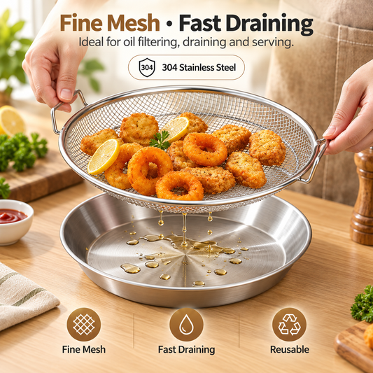 AZAVEX™ – 304 Stainless Steel Oil Filter Basket & Tray Set