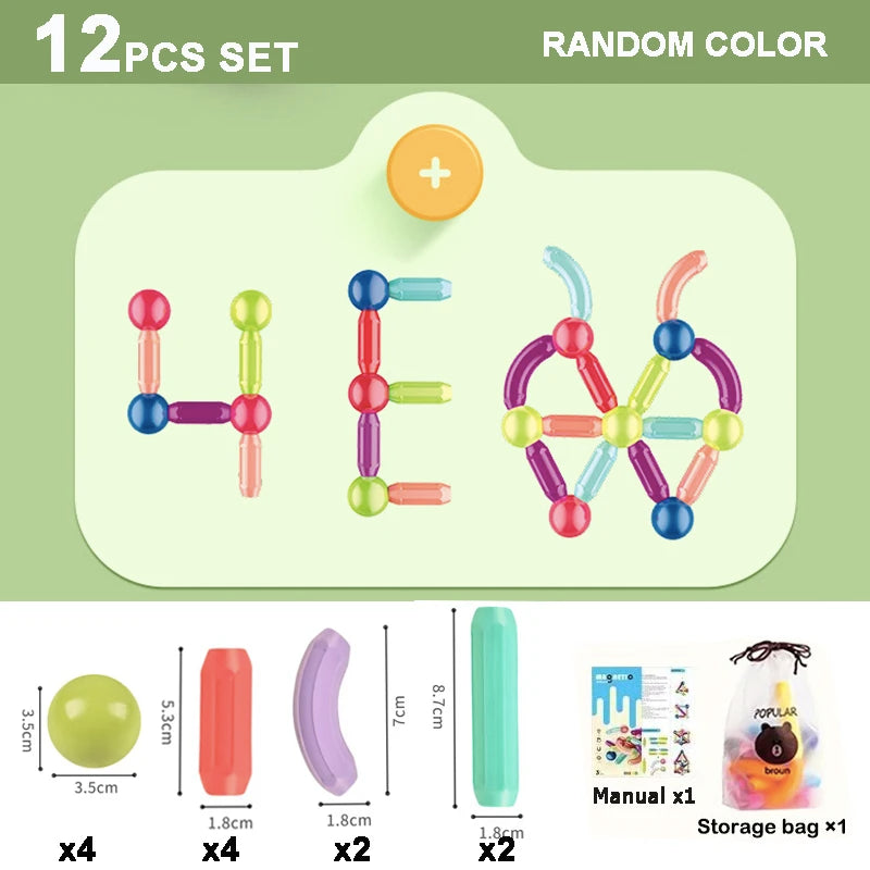 Magnetic Ball & Stick Building Set – Creative Montessori Construction Toy
