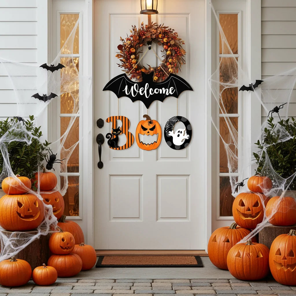 AZAVEX™ - Vintage Halloween BOO Door Hanging Sign