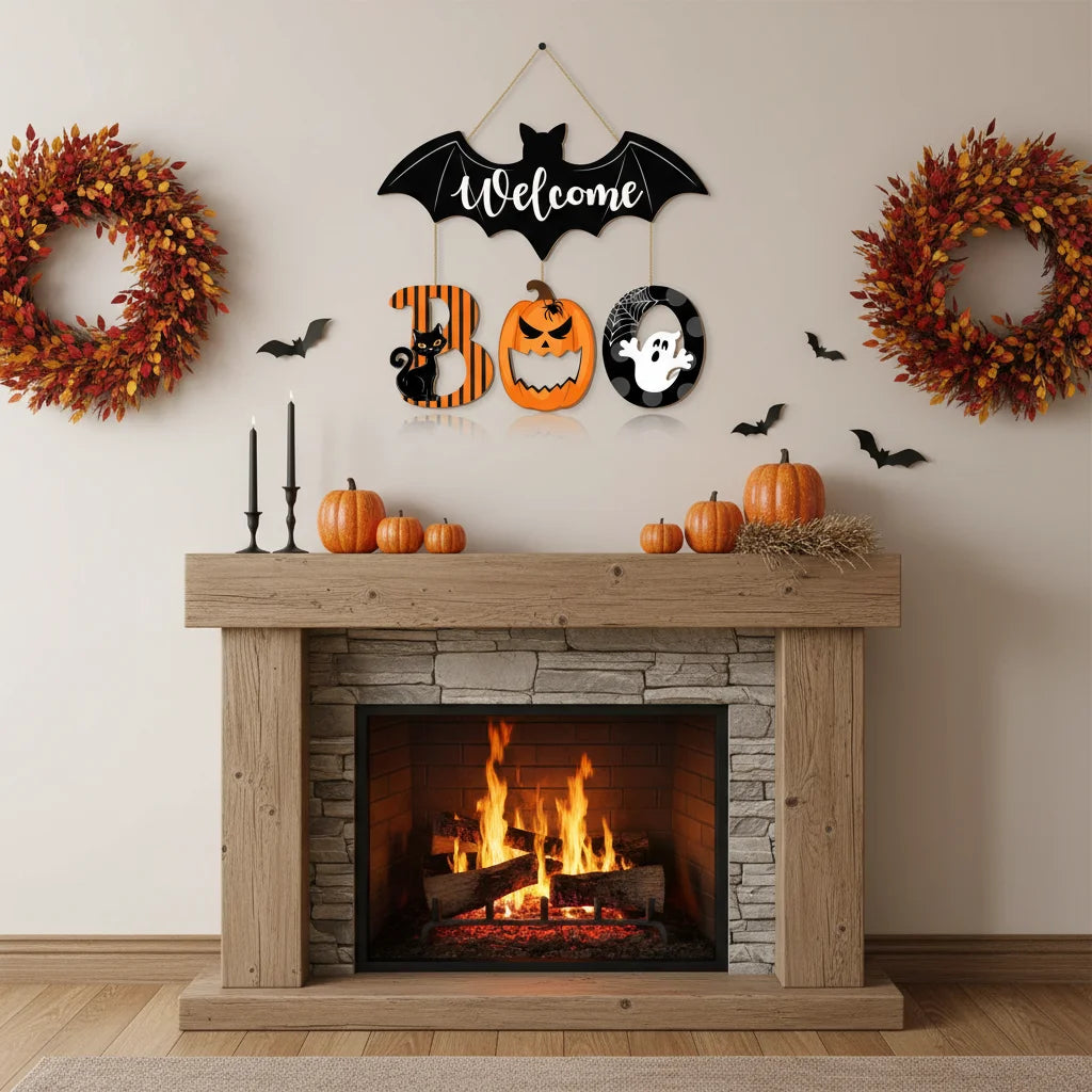 AZAVEX™ - Vintage Halloween BOO Door Hanging Sign