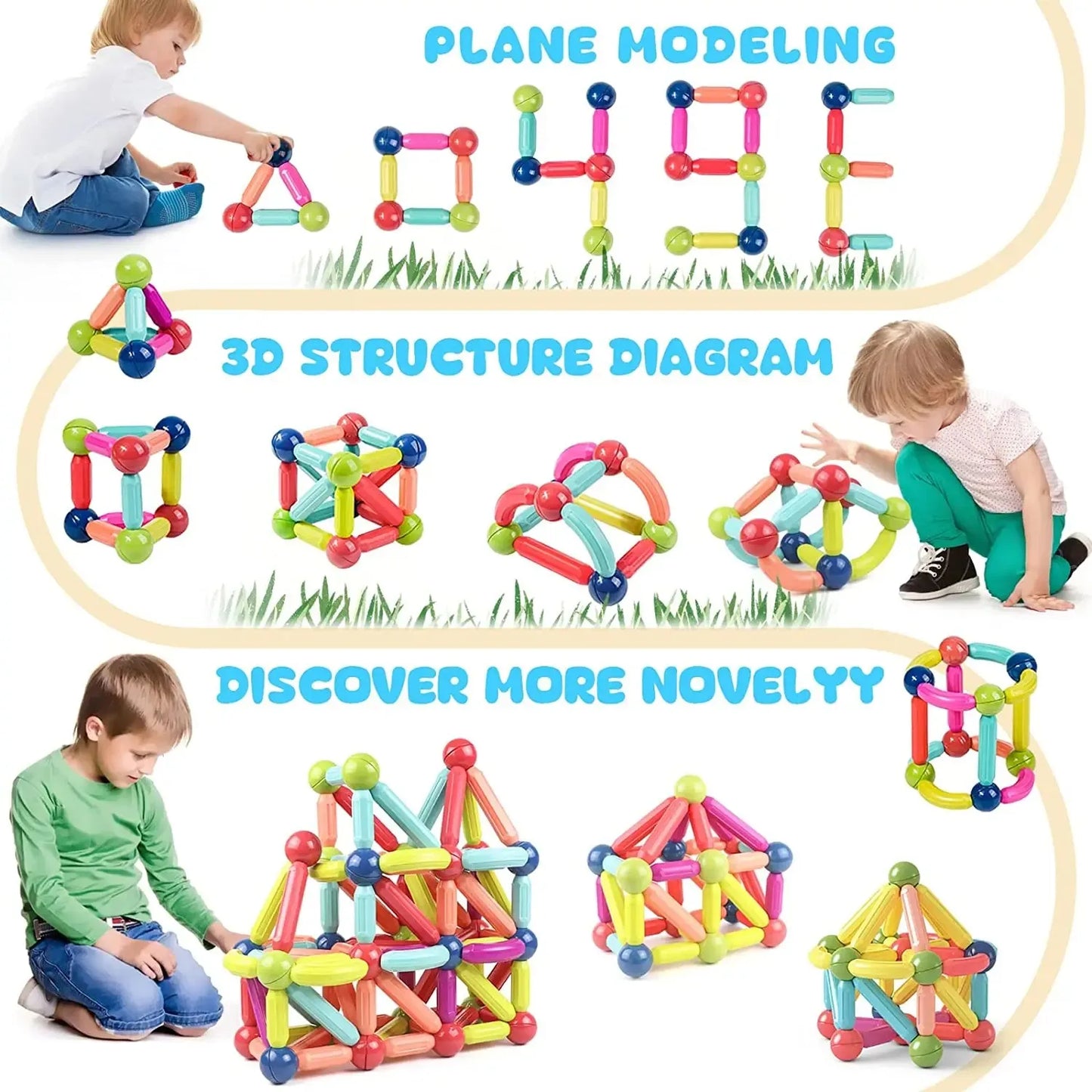 Magnetic Ball & Stick Building Set – Creative Montessori Construction Toy