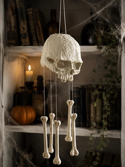AZAVEX™ - Halloween Skull Bone Wind Chime – Gothic Hanging Skeleton Decor