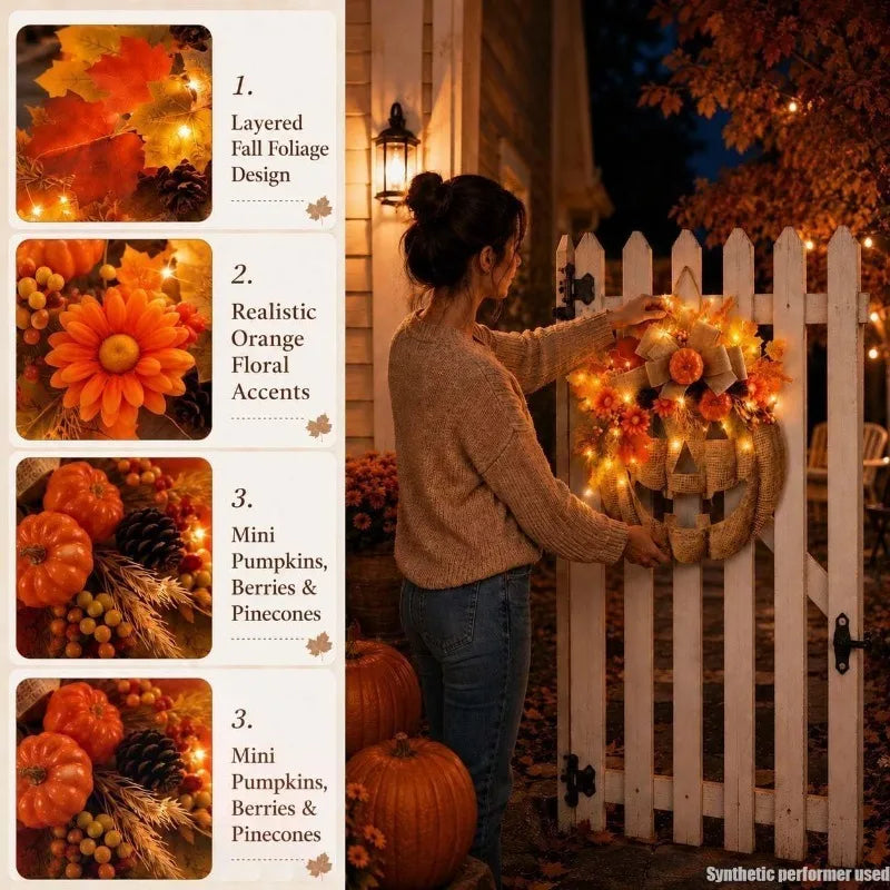 AZAVEX™ - Lighted Pumpkin Harvest Wreath