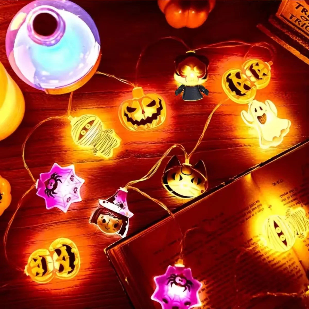 AZAVEX™ - Halloween LED Character String Lights – Pumpkin, Ghost & Mummy Party Decor
