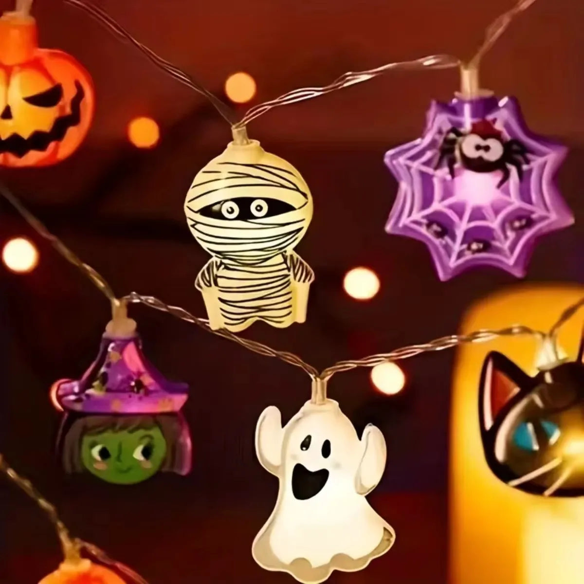 AZAVEX™ - Halloween LED Character String Lights – Pumpkin, Ghost & Mummy Party Decor