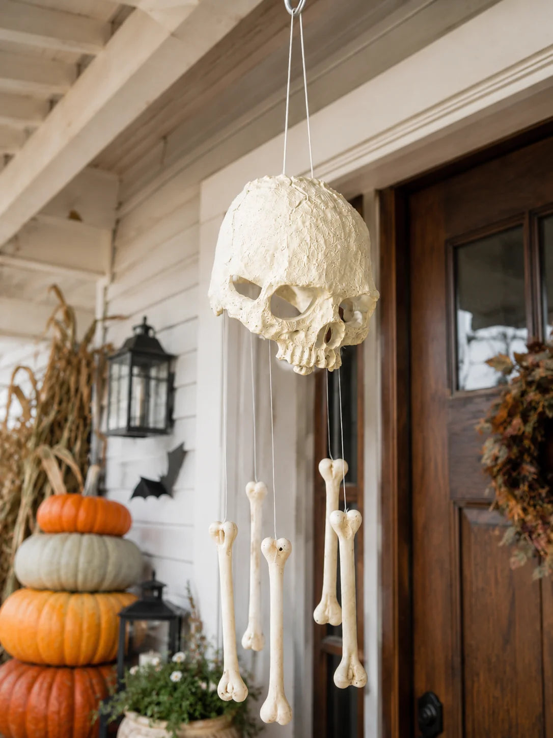 AZAVEX™ - Halloween Skull Bone Wind Chime – Gothic Hanging Skeleton Decor