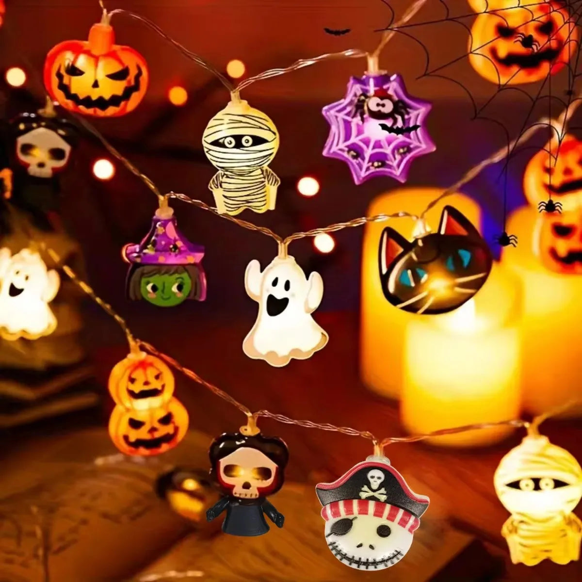 AZAVEX™ - Halloween LED Character String Lights – Pumpkin, Ghost & Mummy Party Decor
