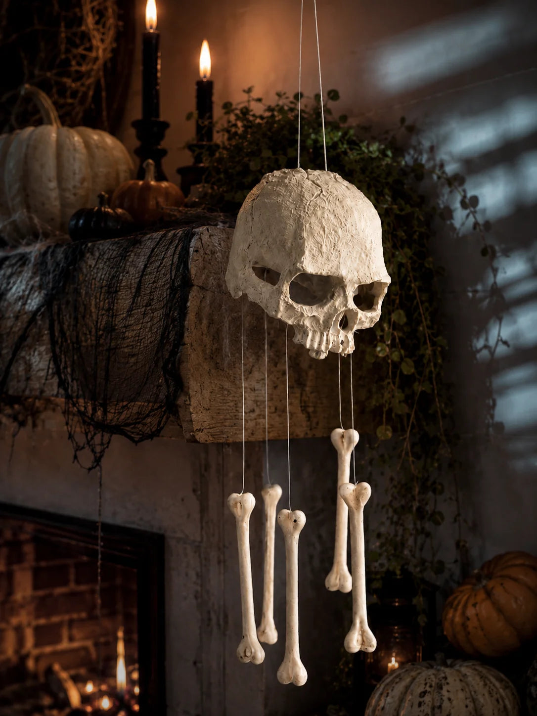 AZAVEX™ - Halloween Skull Bone Wind Chime – Gothic Hanging Skeleton Decor