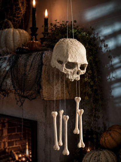 AZAVEX™ - Halloween Skull Bone Wind Chime – Gothic Hanging Skeleton Decor