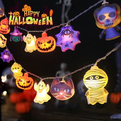 AZAVEX™ - Halloween LED Character String Lights – Pumpkin, Ghost & Mummy Party Decor