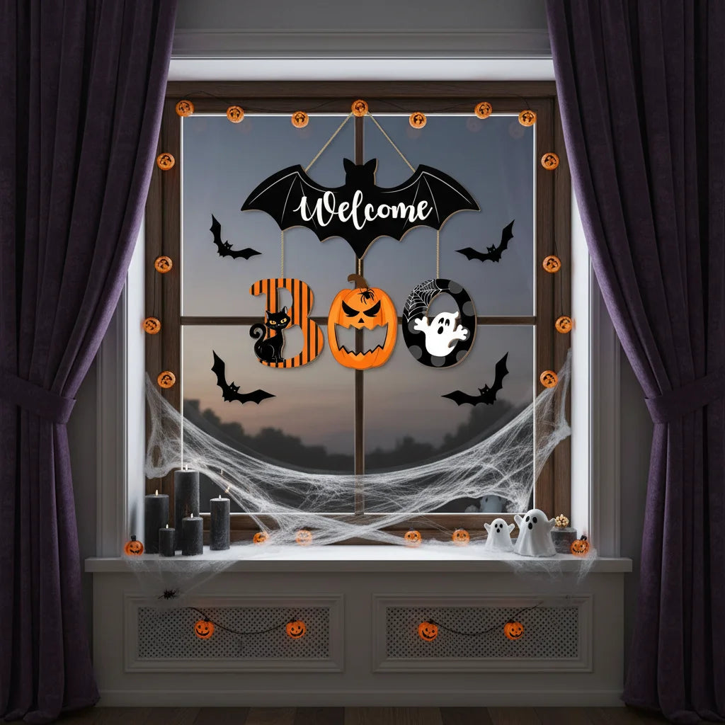 AZAVEX™ - Vintage Halloween BOO Door Hanging Sign