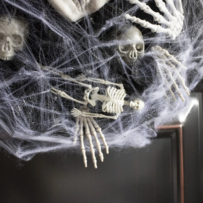 AZAVEX™ - Spider Web Skeleton Halloween Wreath – 17.7" Skull Door Decor