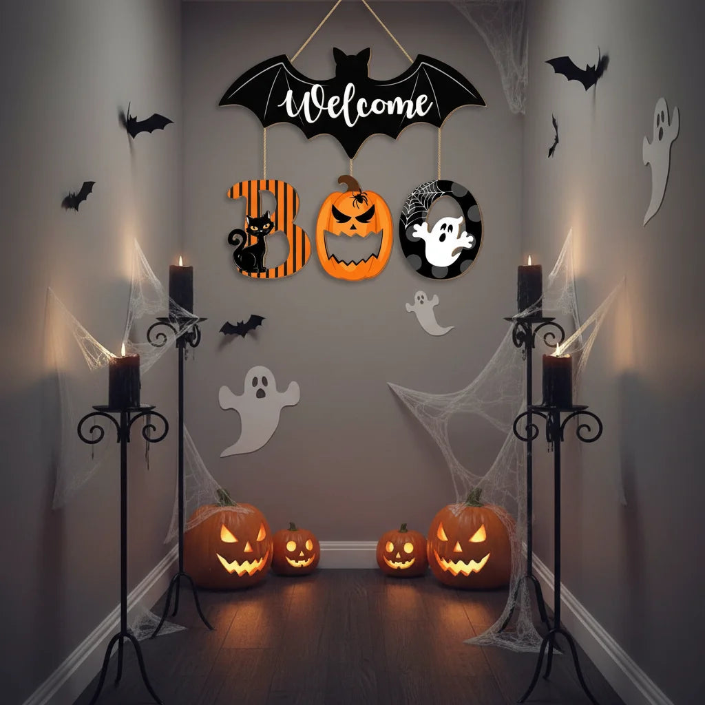 AZAVEX™ - Vintage Halloween BOO Door Hanging Sign