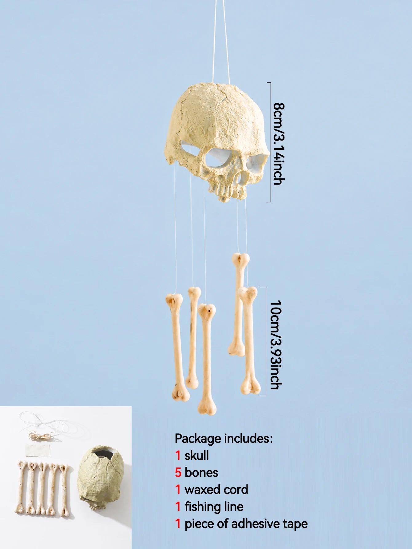 AZAVEX™ - Halloween Skull Bone Wind Chime – Gothic Hanging Skeleton Decor