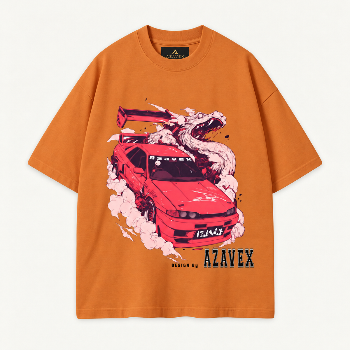 Sakura Drift Dragon Tee — orange — front view