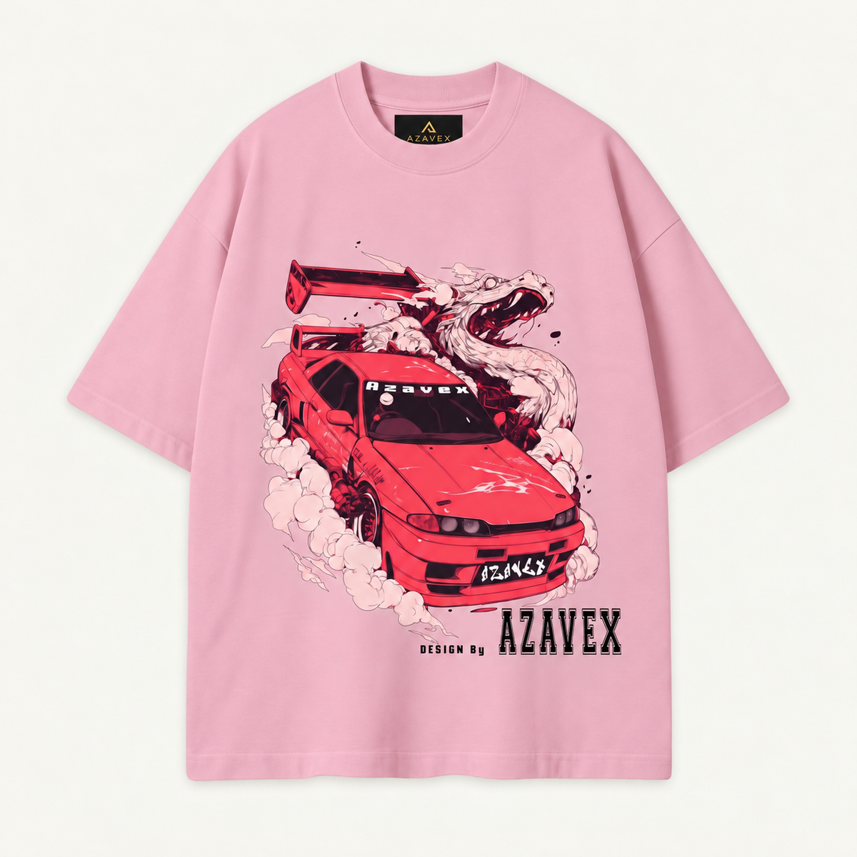 Sakura Drift Dragon Tee — pink — front view