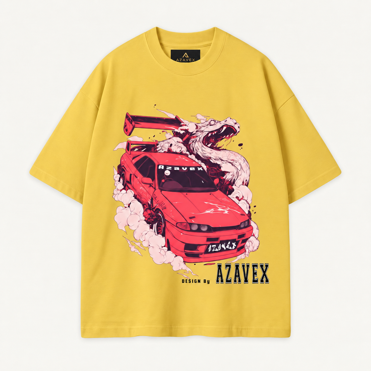Sakura Drift Dragon Tee — yellow — front view