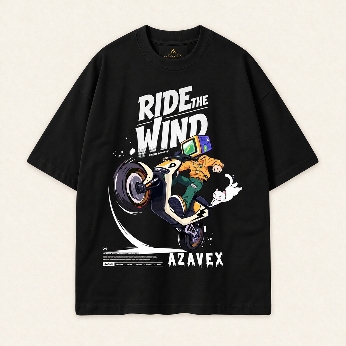 Ride the Wind Adventure Tee — black — front view