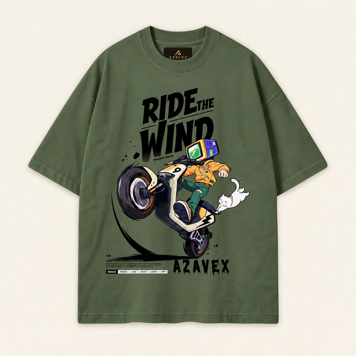 Ride the Wind Adventure Tee — green — front view