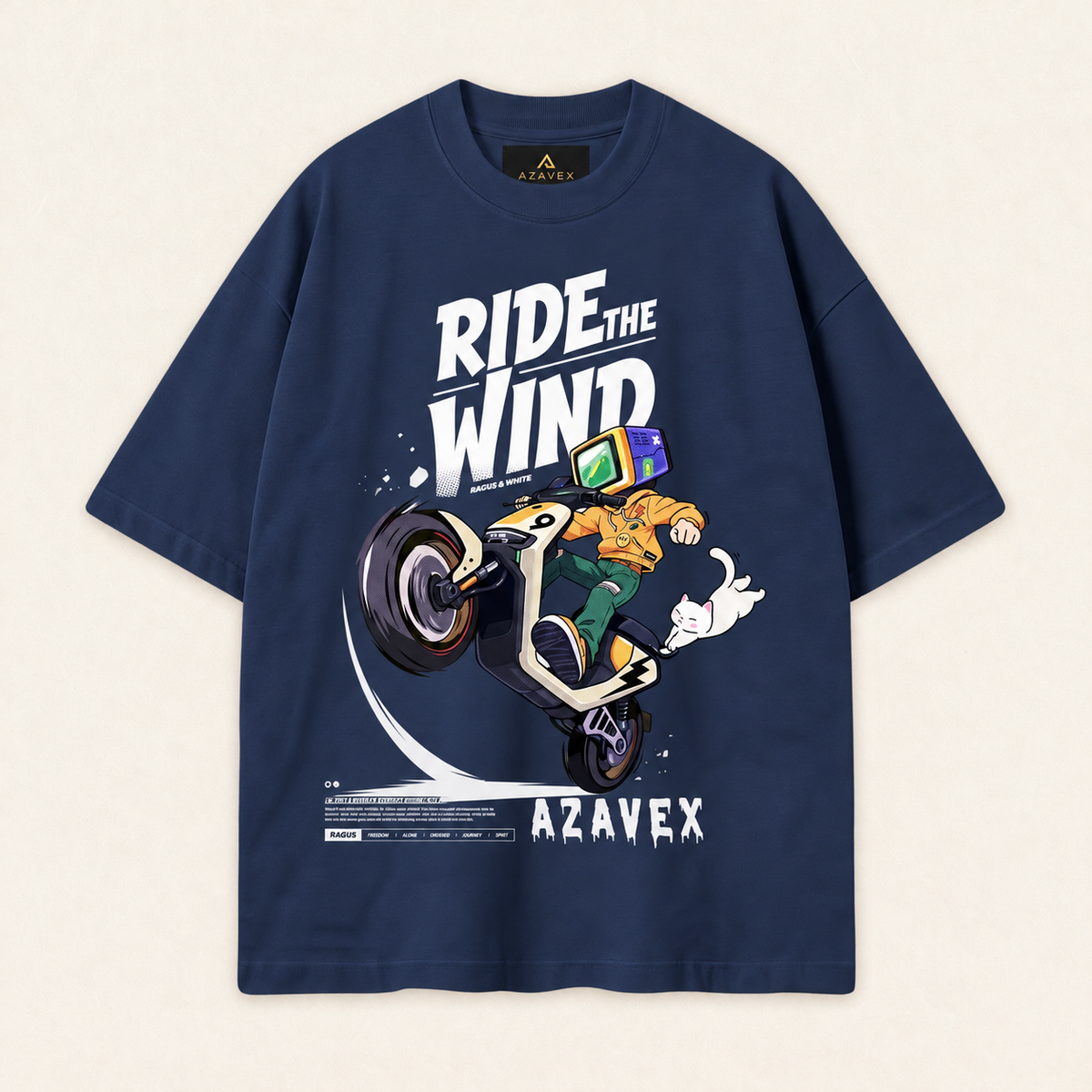 Ride the Wind Adventure Tee — navy — front view