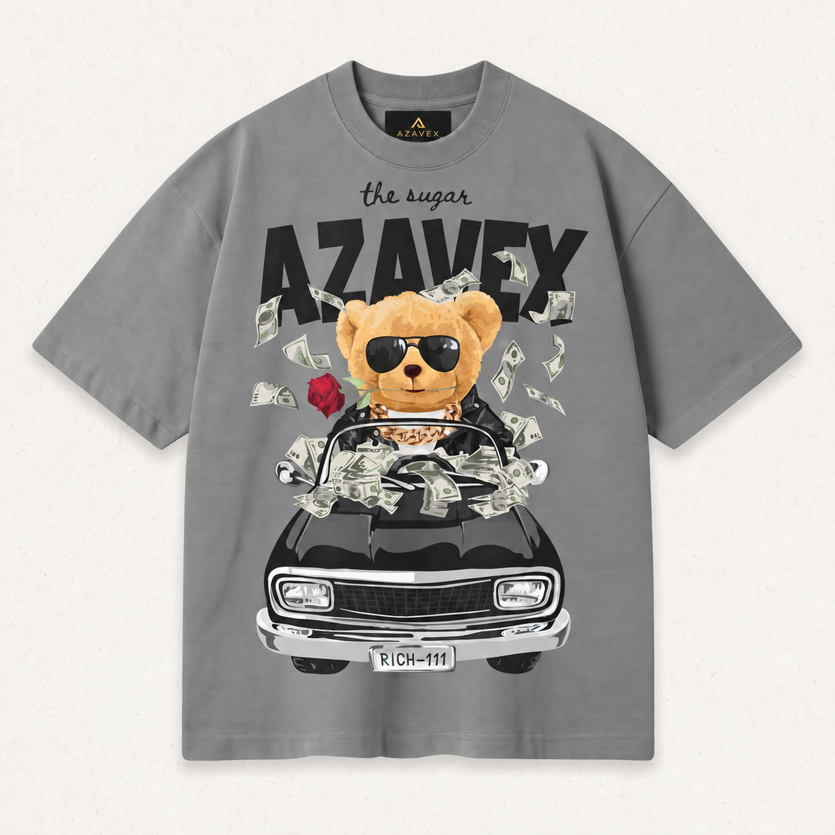 Bear Behind the Wheel Tee — gray — front view