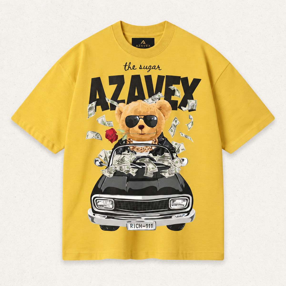 Bear Behind the Wheel Tee — yellow — front view