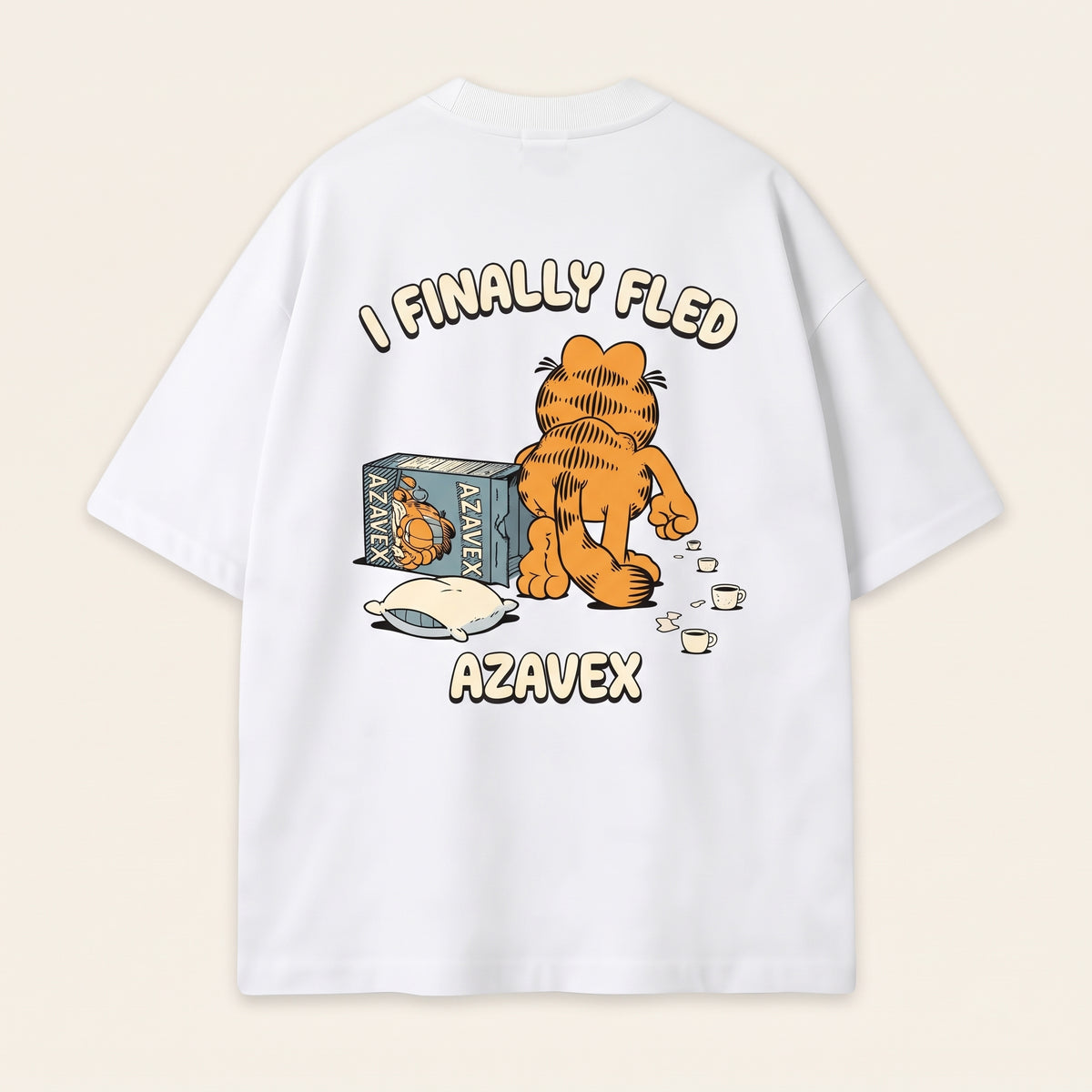 Hate Mornings Sleepy Cat Tee — back view