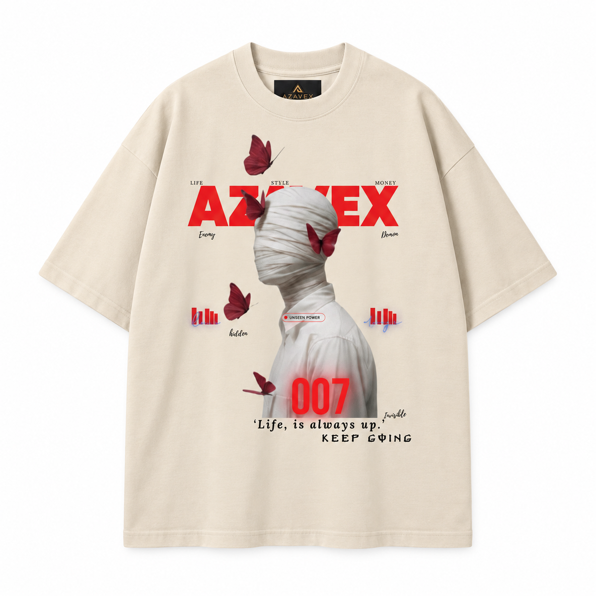 Keep Going Butterfly Muse Tee — beige — front view