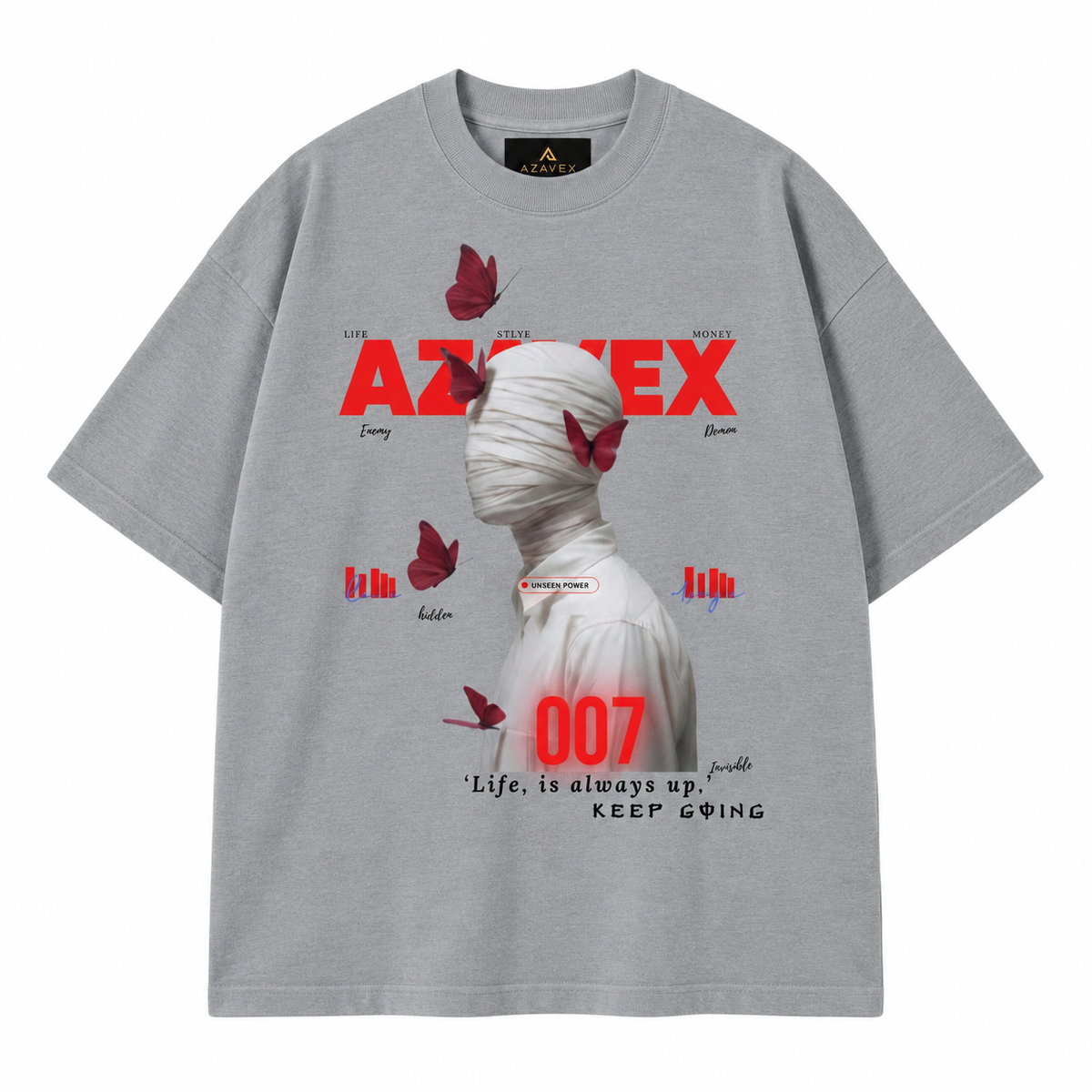 Keep Going Butterfly Muse Tee — gray — front view