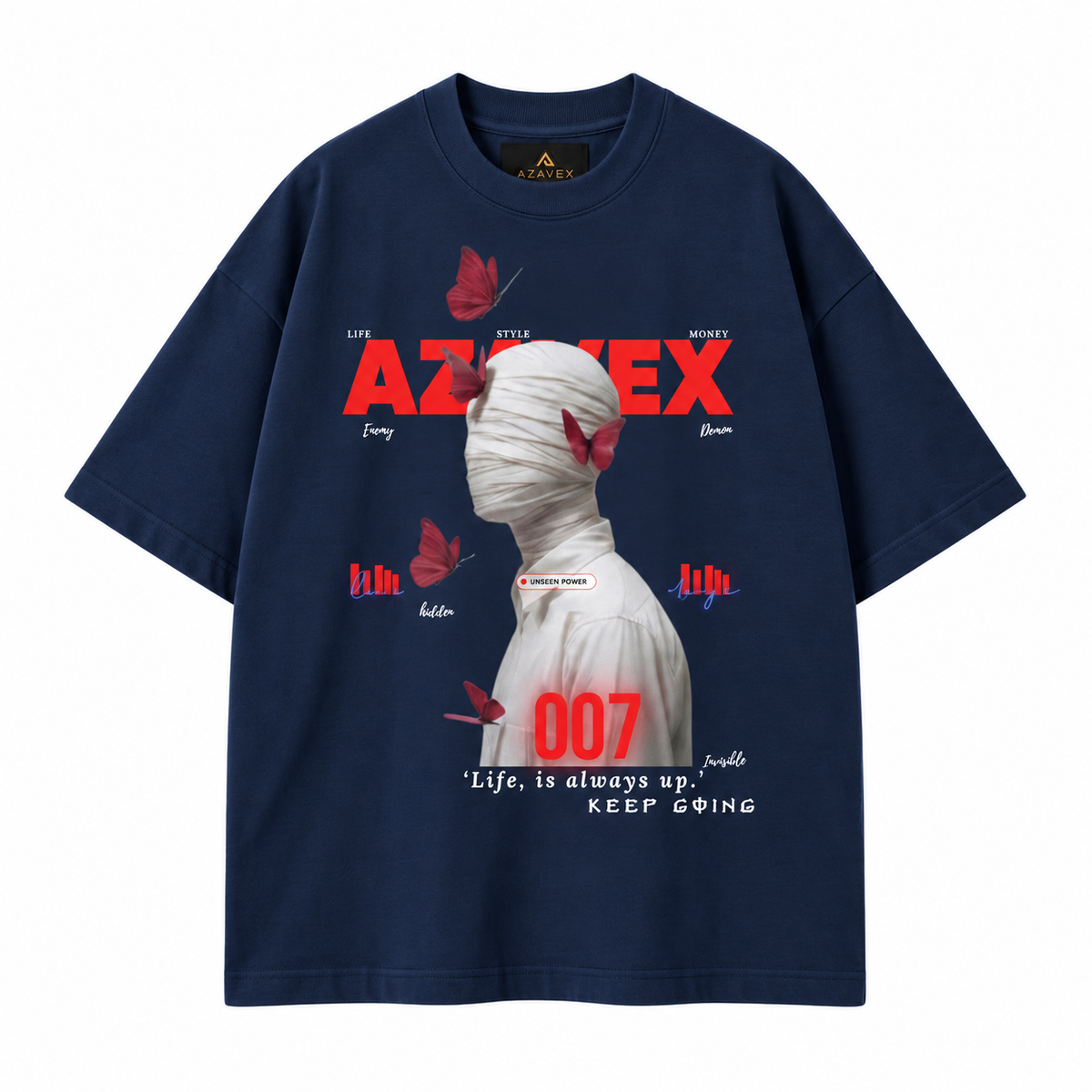 Keep Going Butterfly Muse Tee — navy — front view