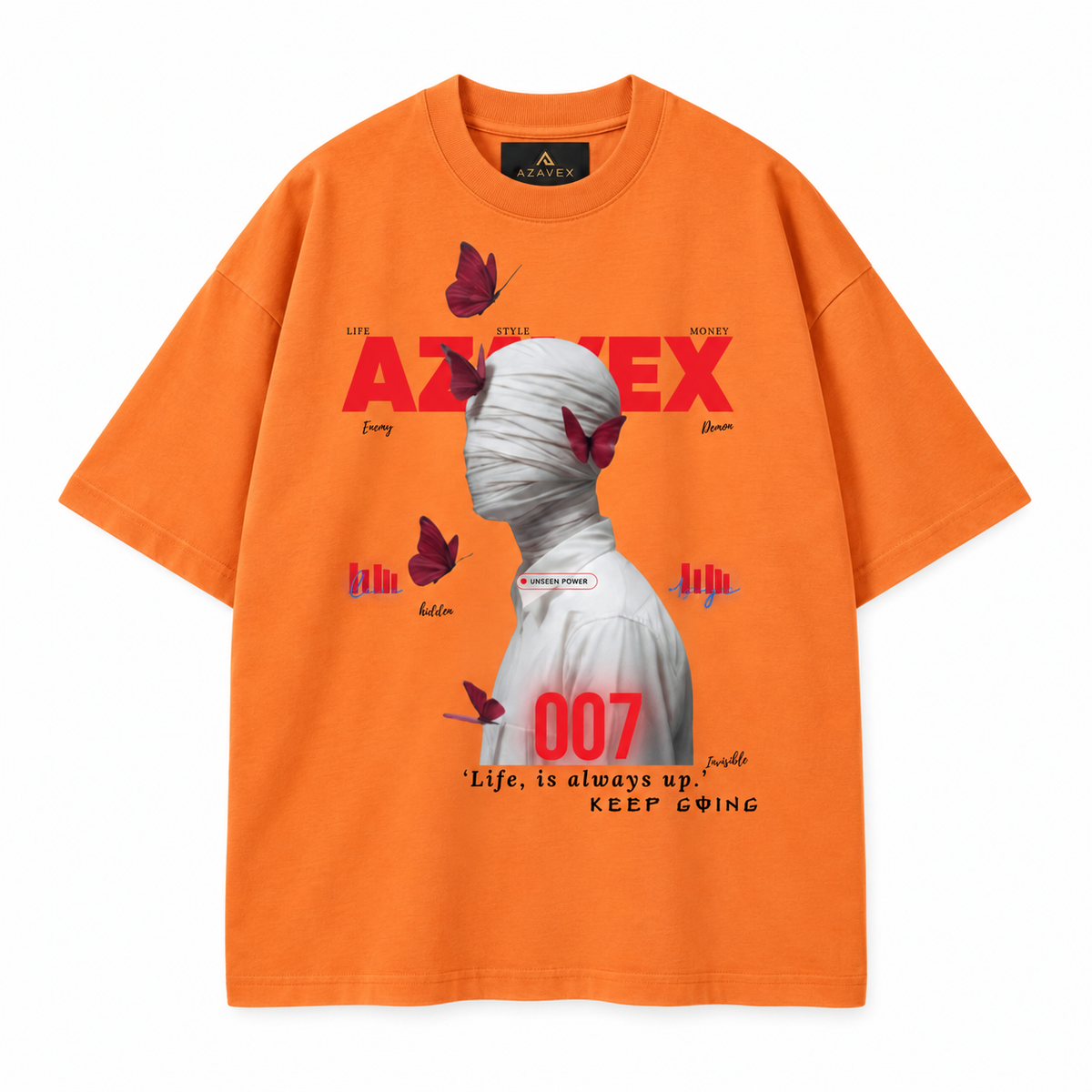 Keep Going Butterfly Muse Tee — orange — front view