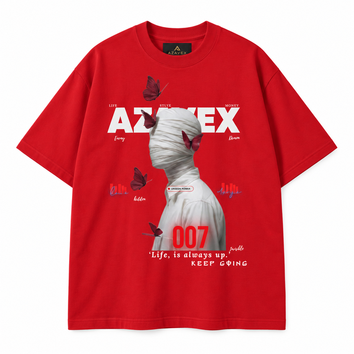 Keep Going Butterfly Muse Tee — red — front view