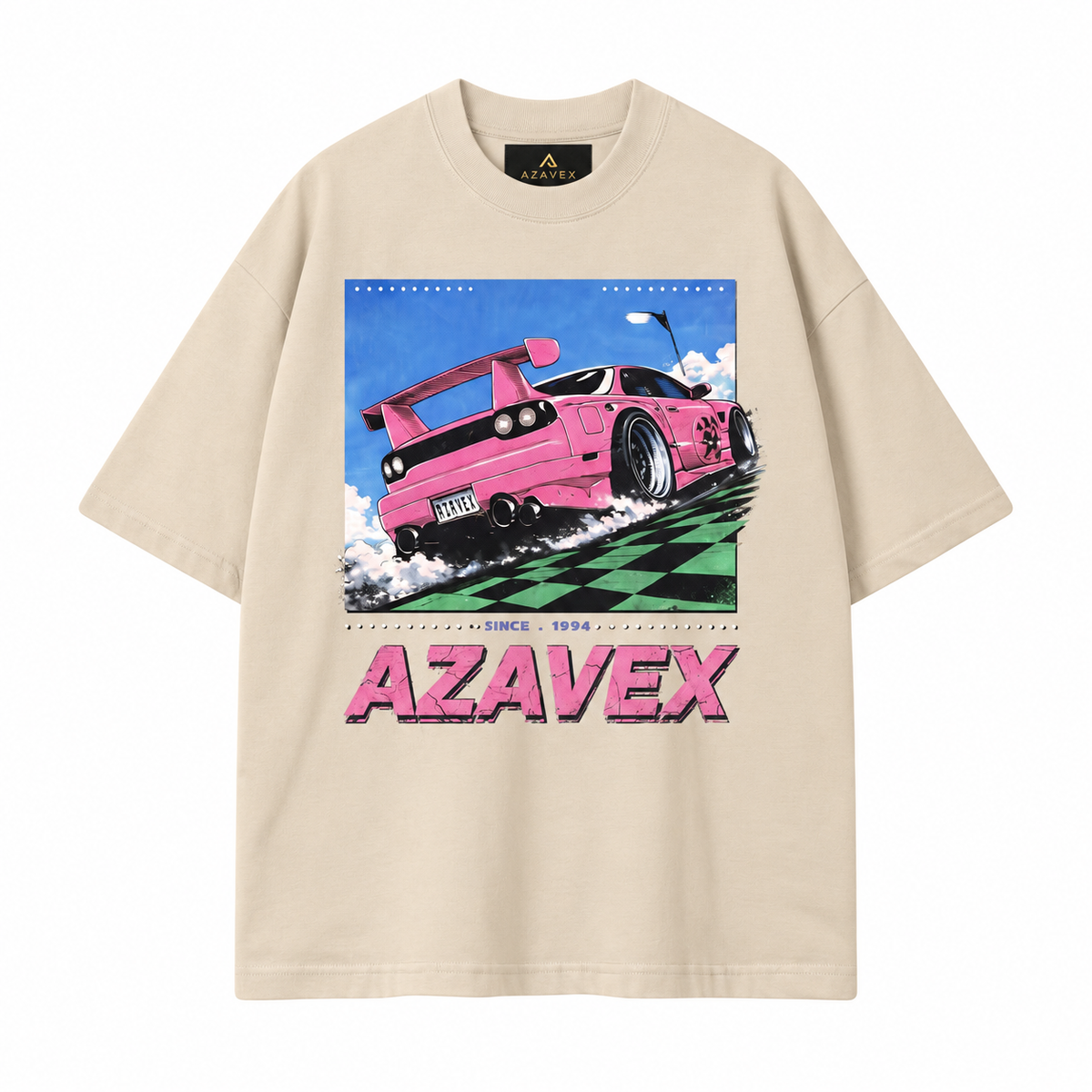 Pink Finish Line Racing Tee — beige — front view