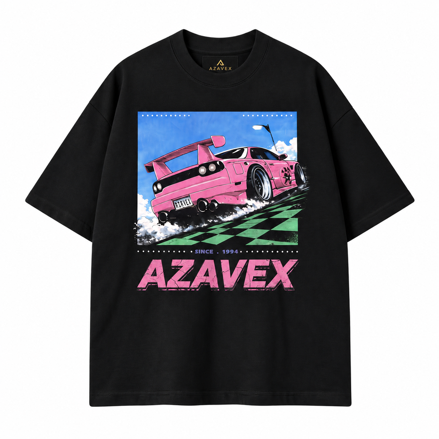 Pink Finish Line Racing Tee — black — front view