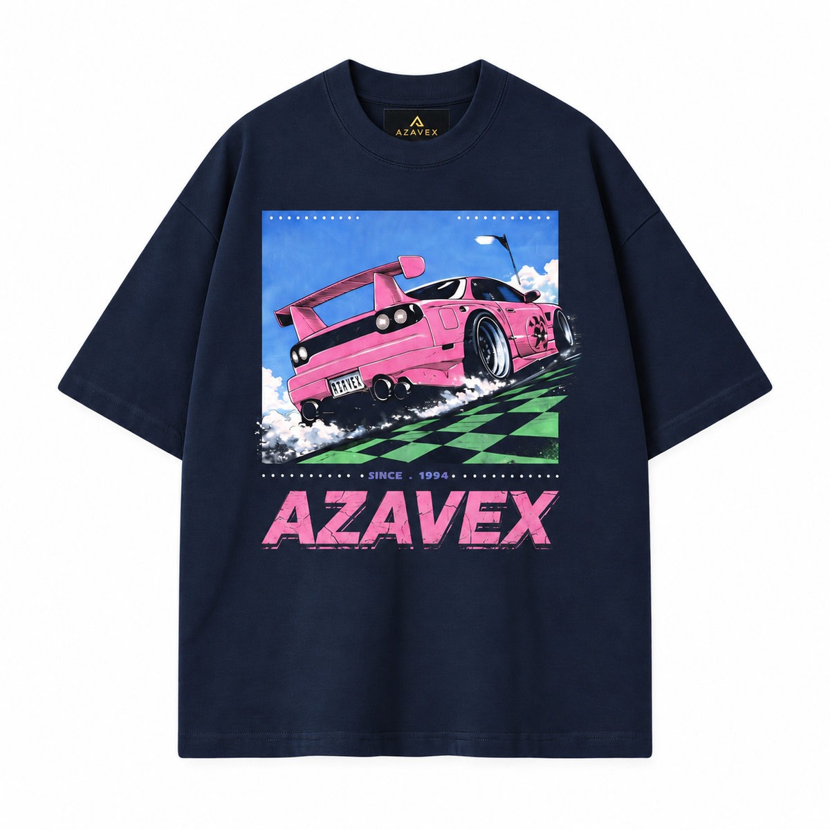 Pink Finish Line Racing Tee — navy — front view