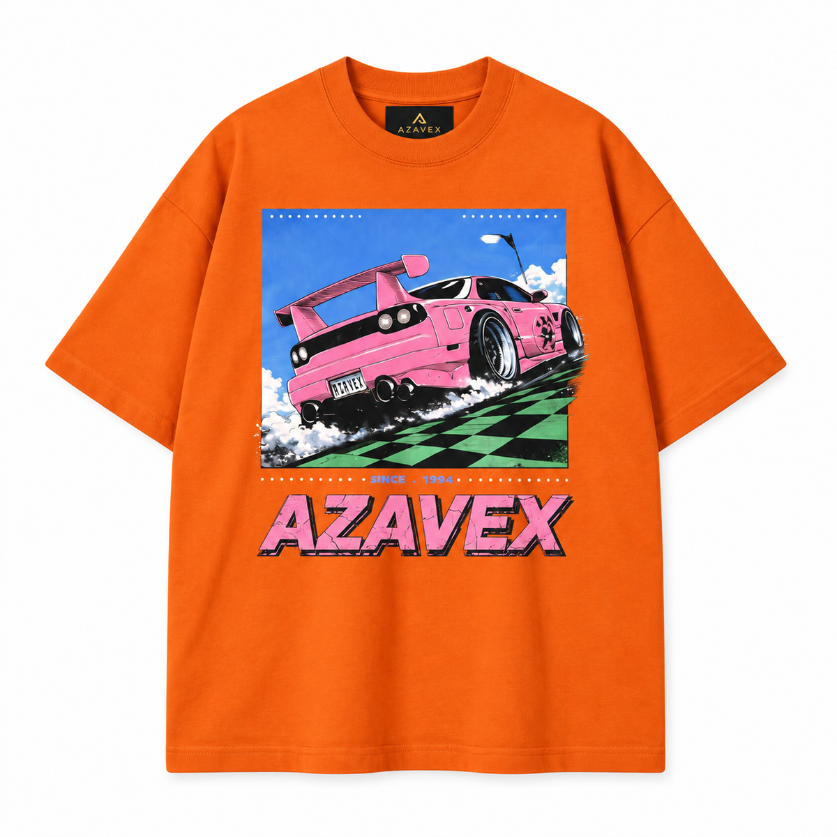 Pink Finish Line Racing Tee — orange — front view