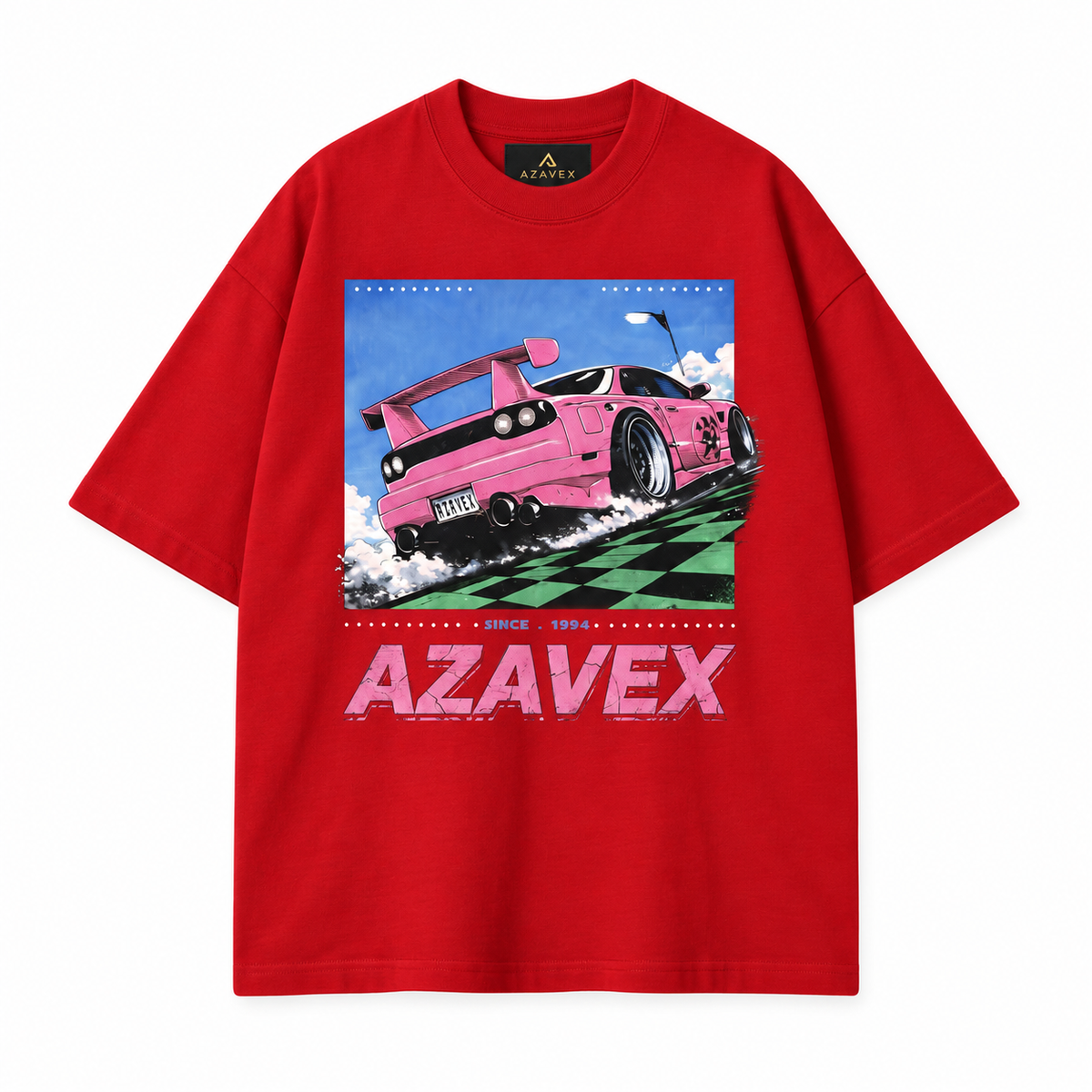 Pink Finish Line Racing Tee — red — front view