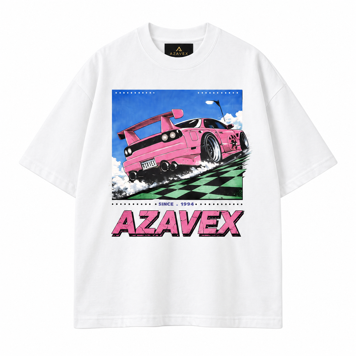 Pink Finish Line Racing Tee — white — front view