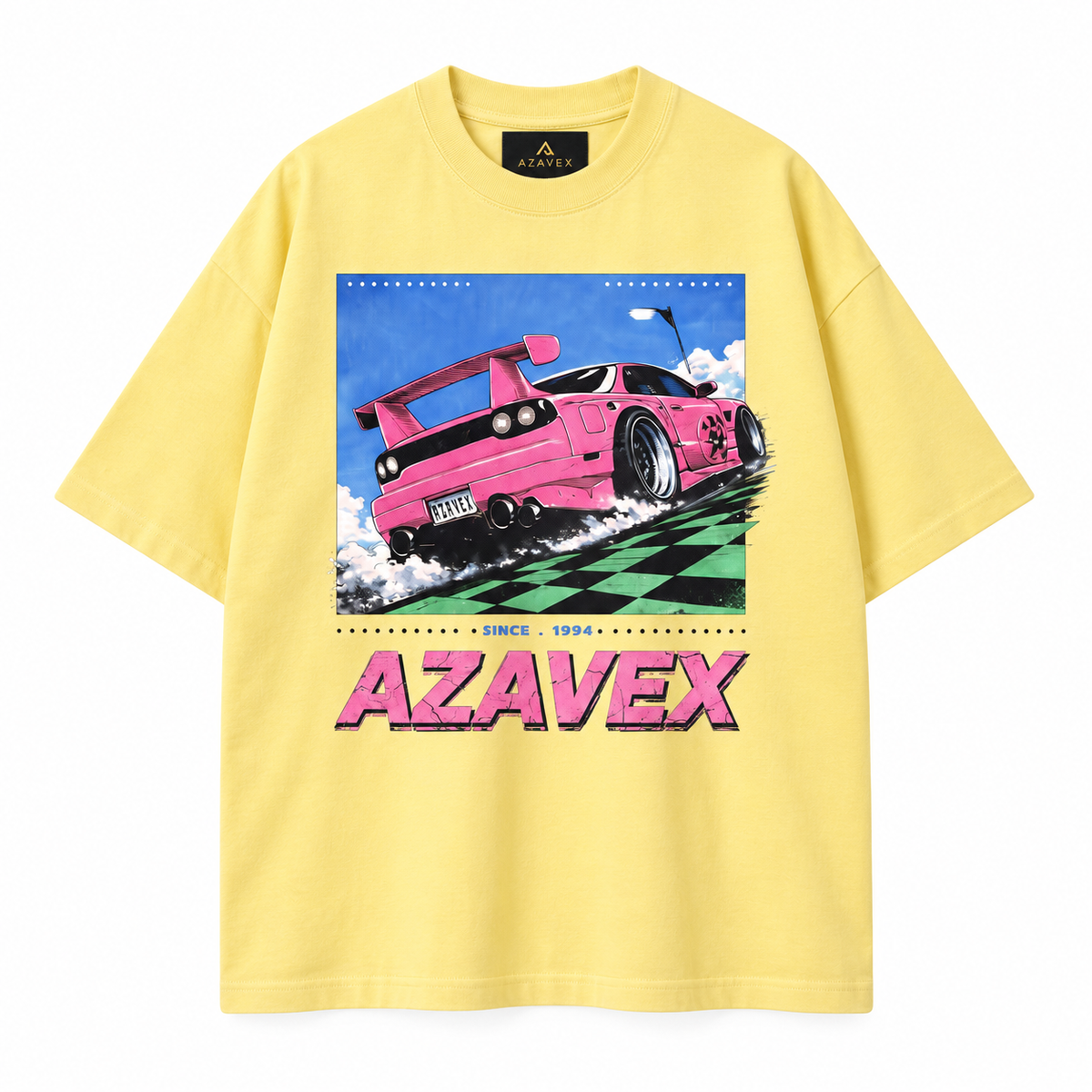 Pink Finish Line Racing Tee — yellow — front view