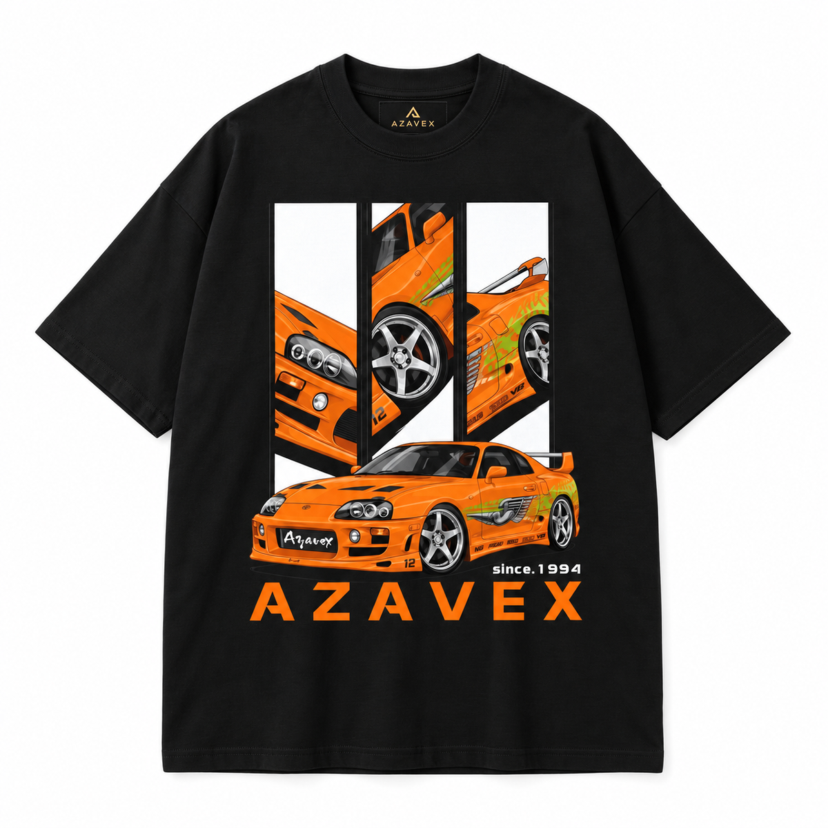 Orange Legacy Motors Tee — black — front view