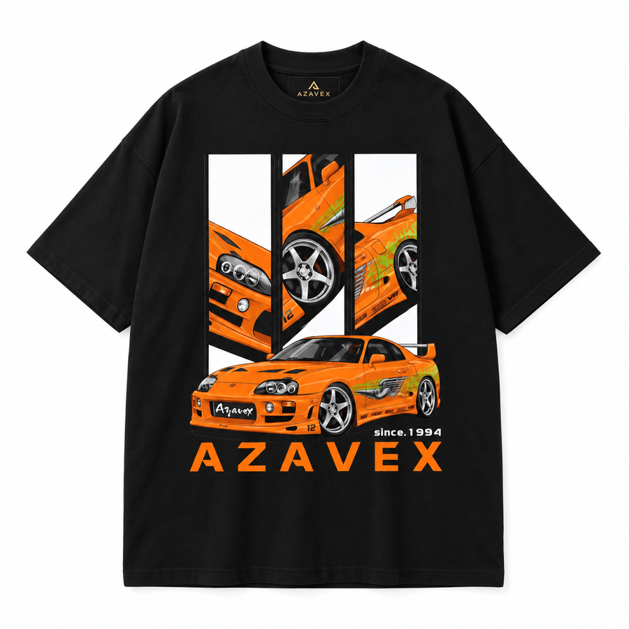 Orange Legacy Motors Tee — black — front view