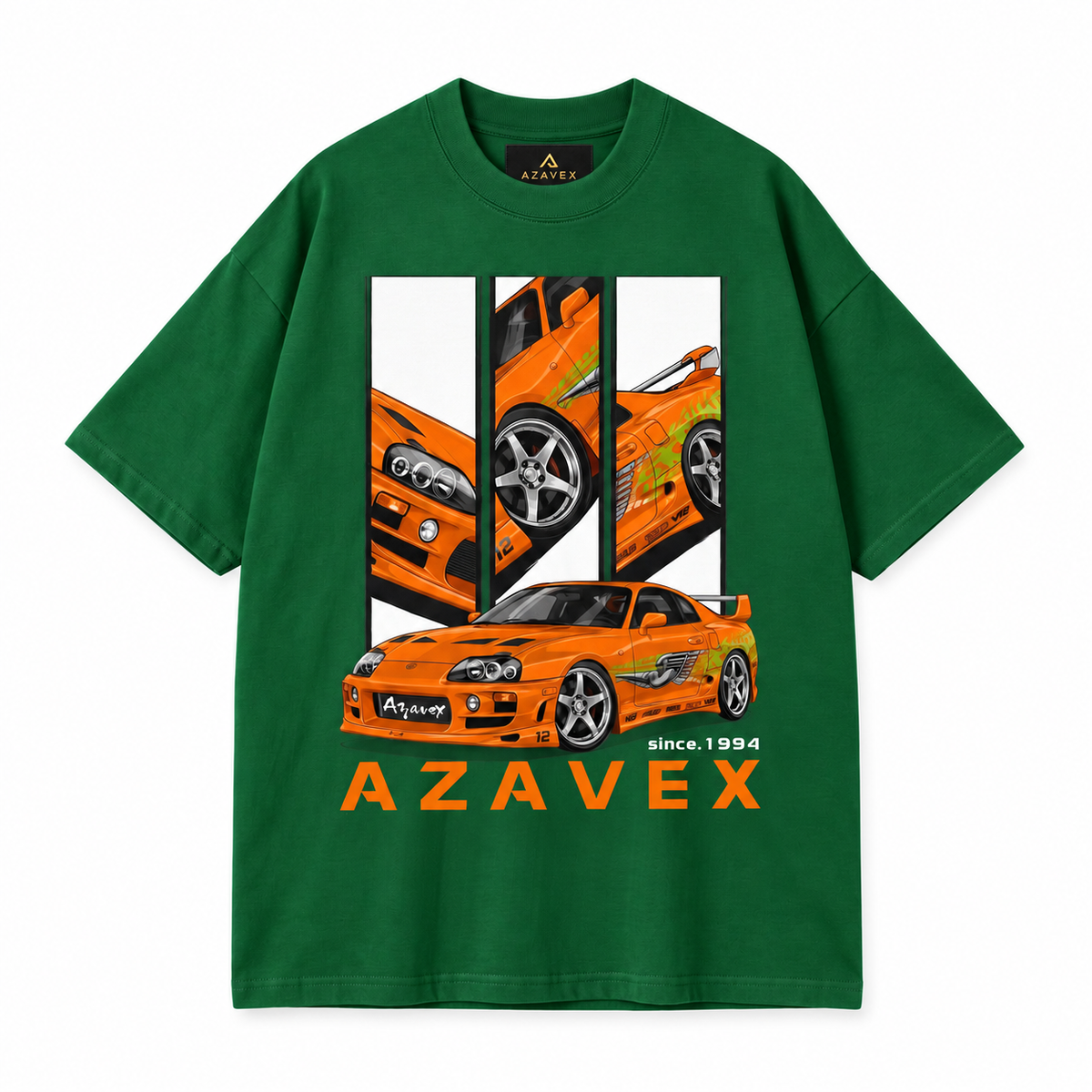 Orange Legacy Motors Tee — green — front view