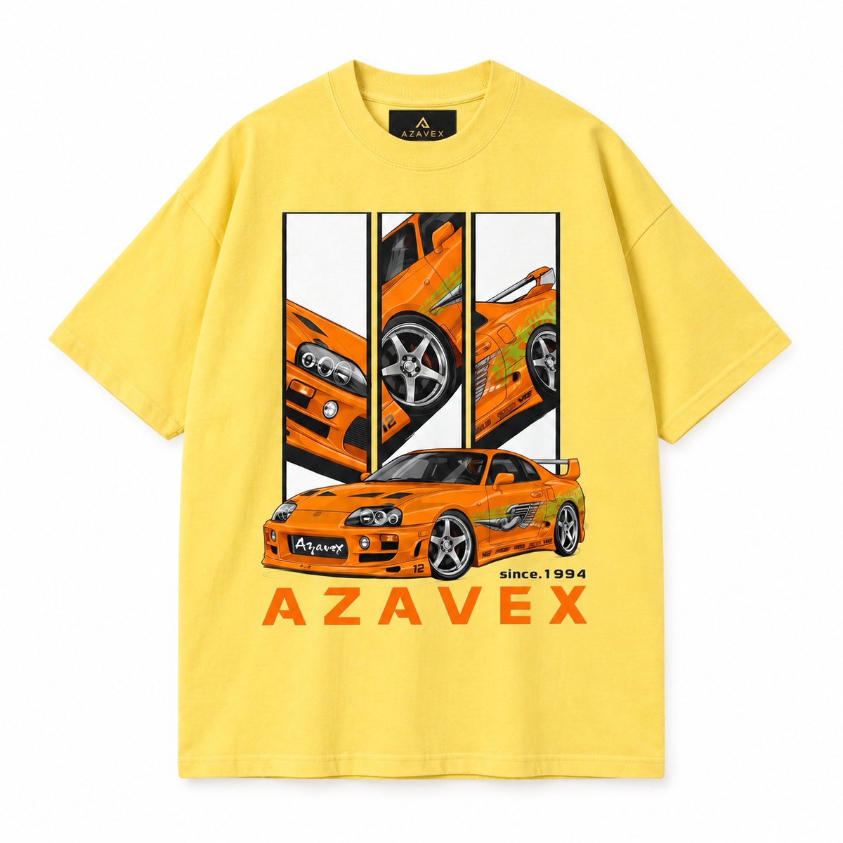 Orange Legacy Motors Tee — yellow — front view