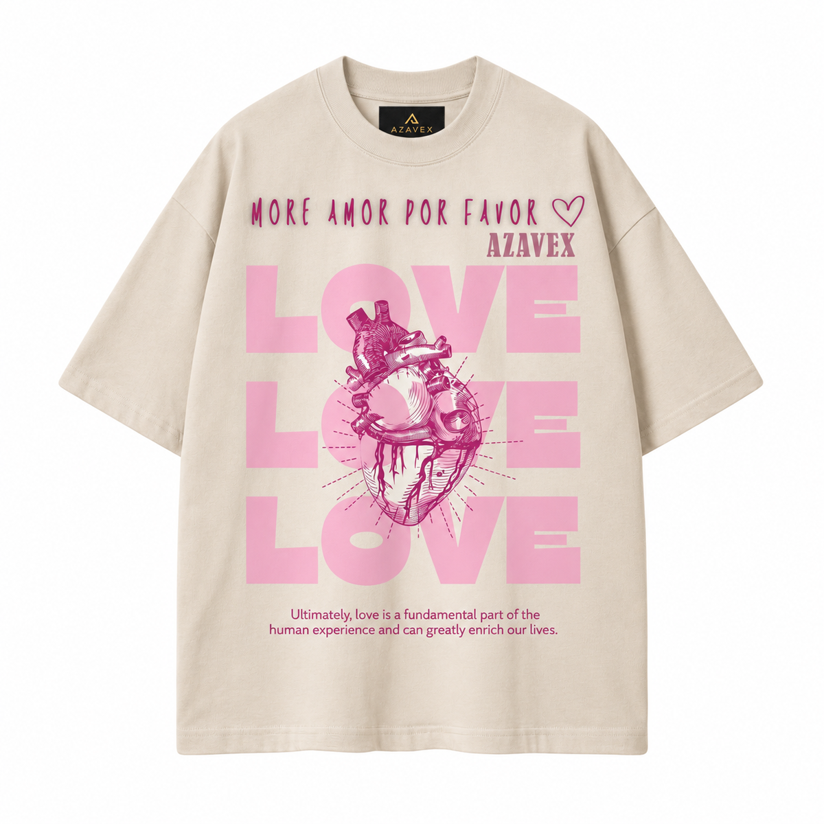 Love Is Everything Heart Tee — beige — front view