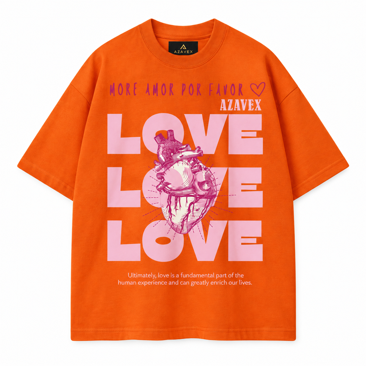 Love Is Everything Heart Tee — orange — front view